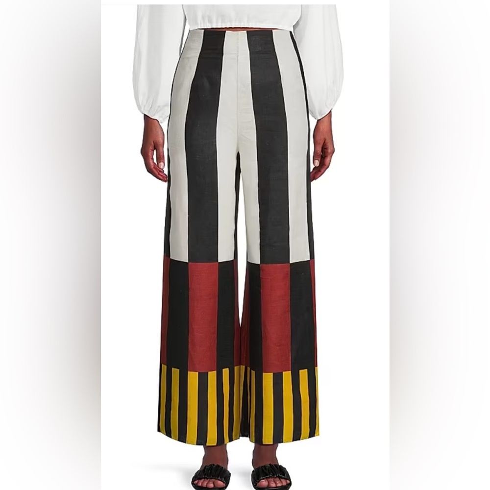Cala de la Cruz Toya Abstract Linen Wide-Leg Pants. Small. NWT.